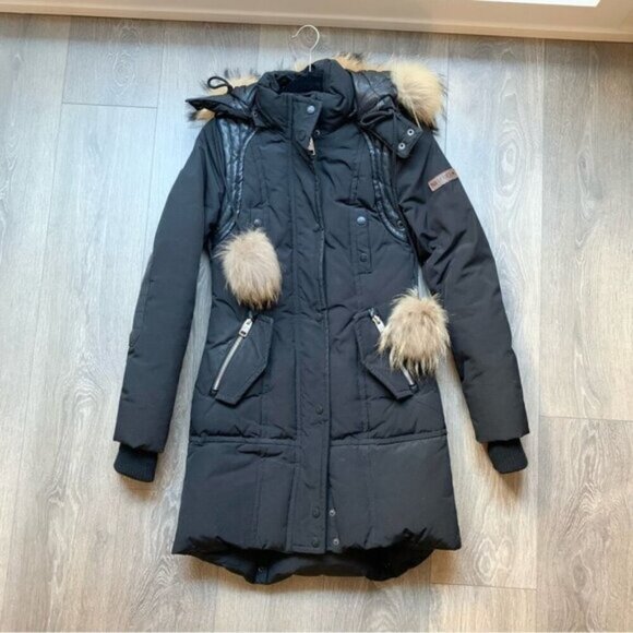 Nicole Benisti Nb Series Down Filled Fur Trim Parka Coat Jacket Black Size XS - Picture 6 of 16
